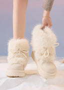 Valencia | Fuzzy Ankle Boots – Winter Lace Up Round Toe Platform Sole