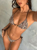 Vanessa | Triangle Polka Dot Bikini – Beach Tie Side Halter Bead Trim
