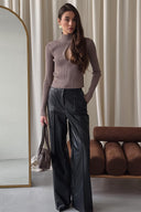 Varvara | Ribbed Cutout Knit Top – Evening Turtleneck Long Sleeve Keyhole Front