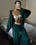 Veda | Velour Two Piece Set – Casual Zip Jacket Wide Leg Drawstring Pants