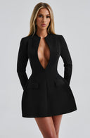 Vera | Blazer Mini – Deep Plunge V Neck Long Sleeve A-Line Evening Party Dress