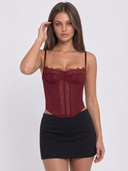 Verena | Floral Lace Corset Top – Evening Sweetheart Neck Thin Straps Boned Bodice