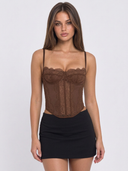 Verena | Floral Lace Corset Top – Evening Sweetheart Neck Thin Straps Boned Bodice