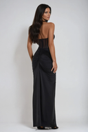 Verity | Halter Neck Sheer Corset Maxi – Deep V Ruched Formal Evening Dress