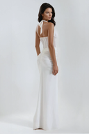 Verity | Halter Neck Sheer Corset Maxi – Deep V Ruched Formal Evening Dress