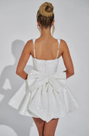 Victoria | Sequin Tweed Mini Party Occasion Dress – Square Neck Bow Back Fit Flare