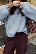 Vida | Chunky Knit Sweater – Casual Crew Neck Drop Shoulder Long Sleeve