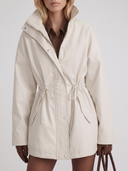 Viera | Utility Jacket – Casual High Collar Drawstring Waist Snap Front Pockets