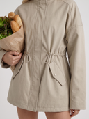Viera | Utility Jacket – Casual High Collar Drawstring Waist Snap Front Pockets