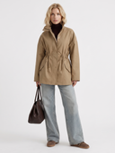 Viera | Utility Jacket – Casual High Collar Drawstring Waist Snap Front Pockets