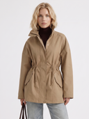 Viera | Utility Jacket – Casual High Collar Drawstring Waist Snap Front Pockets