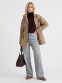 Viera | Utility Jacket – Casual High Collar Drawstring Waist Snap Front Pockets