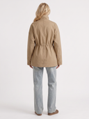 Viera | Utility Jacket – Casual High Collar Drawstring Waist Snap Front Pockets