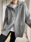 Violeta | Oversized Zip Cardigan – Casual High Collar Long Sleeve Ribbed Cuffs