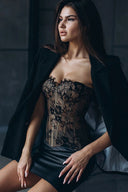 Whitney | Floral Lace Two Piece Set – Party Strapless Bodice Bubble Hem