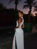 Winona | High Neck Ruched Maxi – Sleeveless Double Split Formal Evening Summer Dress