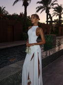 Winona | High Neck Ruched Maxi – Sleeveless Double Split Formal Evening Summer Dress