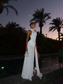 Winona | High Neck Ruched Maxi – Sleeveless Double Split Formal Evening Summer Dress