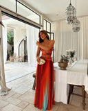 Wren | Ombre Maxi – Strapless Twist Cut Out High Split Summer Holiday Dress