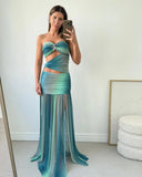 Wren | Ombre Maxi – Strapless Twist Cut Out High Split Summer Holiday Dress