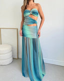 Wren | Ombre Maxi – Strapless Twist Cut Out High Split Summer Holiday Dress