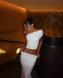 Yara | One Shoulder Ruched Set – Crop Top Flared Maxi Skirt Evening
