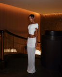 Yara | One Shoulder Ruched Set – Crop Top Flared Maxi Skirt Evening