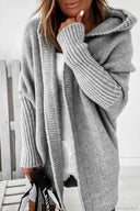 Yasmin | Oversized Hooded Cardigan – Open Front Long Sleeve Knit Layer