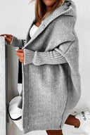 Yasmin | Oversized Hooded Cardigan – Open Front Long Sleeve Knit Layer