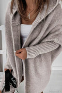 Yasmin | Oversized Hooded Cardigan – Open Front Long Sleeve Knit Layer