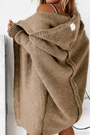 Yasmin | Oversized Hooded Cardigan – Open Front Long Sleeve Knit Layer