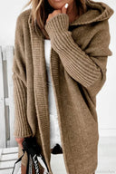 Yasmin | Oversized Hooded Cardigan – Open Front Long Sleeve Knit Layer