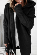 Yasmin | Oversized Hooded Cardigan – Open Front Long Sleeve Knit Layer