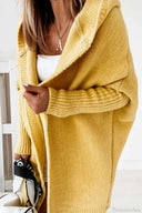 Yasmin | Oversized Hooded Cardigan – Open Front Long Sleeve Knit Layer