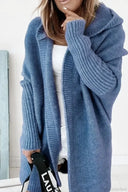 Yasmin | Oversized Hooded Cardigan – Open Front Long Sleeve Knit Layer