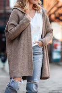 Yasmin | Oversized Hooded Cardigan – Open Front Long Sleeve Knit Layer