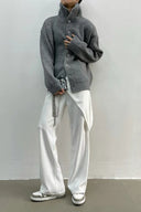 Yvette | Oversized Ribbed Cardigan – High Neck Button Front Long Sleeve