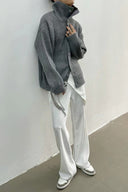 Yvette | Oversized Ribbed Cardigan – High Neck Button Front Long Sleeve