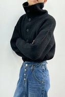 Yvette | Oversized Ribbed Cardigan – High Neck Button Front Long Sleeve
