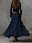 Yvonne | Belted Midi Dress – Casual V Neck Long Sleeve Button Front Pockets