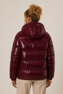 Zahara | Glossy Puffer Jacket – Winter Hooded Zip Front Long Sleeve Pockets