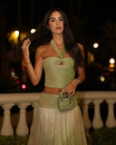 Zahra | Metallic Ombre Halter Two Piece – Crop Top Maxi Skirt Evening Co-ord Set
