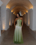 Zahra | Metallic Ombre Halter Two Piece – Crop Top Maxi Skirt Evening Co-ord Set