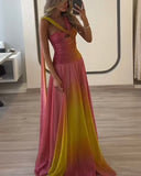 Zahra | Metallic Ombre Halter Two Piece – Crop Top Maxi Skirt Evening Co-ord Set
