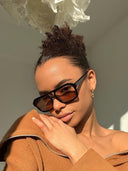 Zaniyah | Oversized Aviator Sunglasses – Square Frame Double Bridge Brown Lens