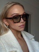 Zaniyah | Oversized Aviator Sunglasses – Square Frame Double Bridge Brown Lens