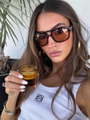 Zaniyah | Oversized Aviator Sunglasses – Square Frame Double Bridge Brown Lens