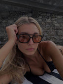 Zaniyah | Oversized Aviator Sunglasses – Square Frame Double Bridge Brown Lens