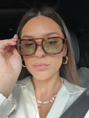 Zaniyah | Oversized Aviator Sunglasses – Square Frame Double Bridge Brown Lens
