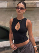 Zoey | Keyhole Tank Top – Sleeveless Cropped Casual Summer Shirt